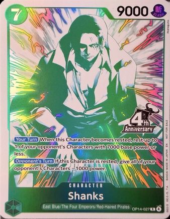 Shanks (4th Anniversary Treasure Campaign Pack) (OP14-027) - One Piece Promotion Cards Foil - Card Brawlers