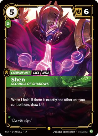 Shen - Scourge of Shadows (Alternate Art) (042a/166) - Vendetta Foil - Card Brawlers