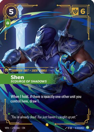 Shen - Scourge of Shadows (Overnumbered) (170/166) - Vendetta Foil - Card Brawlers