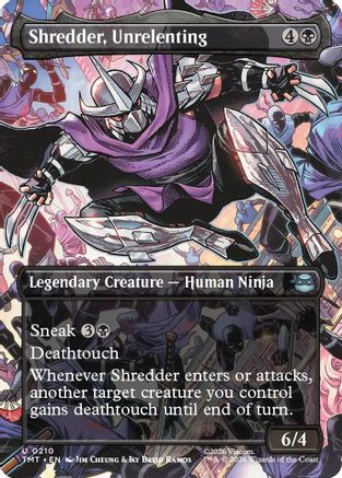 Shredder, Unrelenting (Borderless) (TMT-210) - Teenage Mutant Ninja Turtles - Card Brawlers