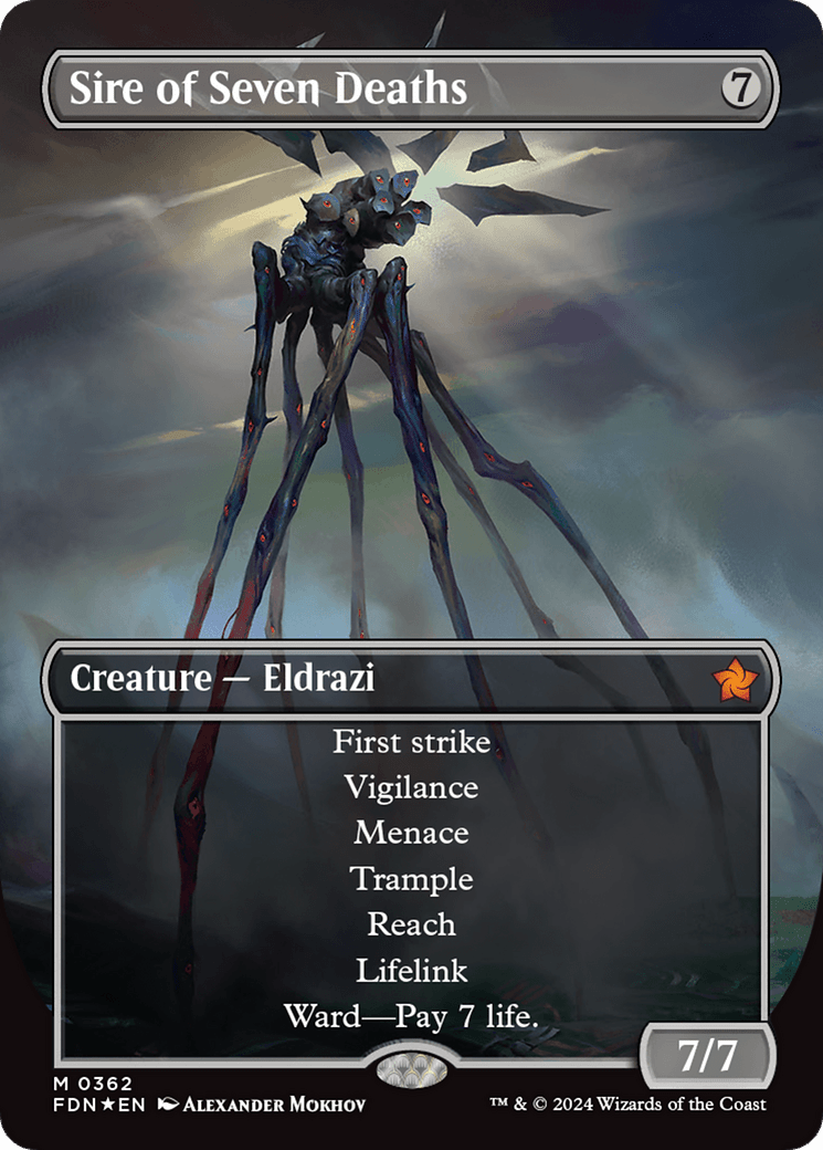 Sire of Seven Deaths (Borderless) (Mana Foil) [Foundations] - Card Brawlers