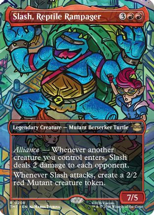 Slash, Reptile Rampager (Borderless) (TMT-208) - Teenage Mutant Ninja Turtles - Card Brawlers