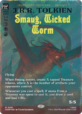Smaug, Wicked Worm (Borderless) (Surge Foil) (HOB-281) - The Hobbit Foil - Card Brawlers