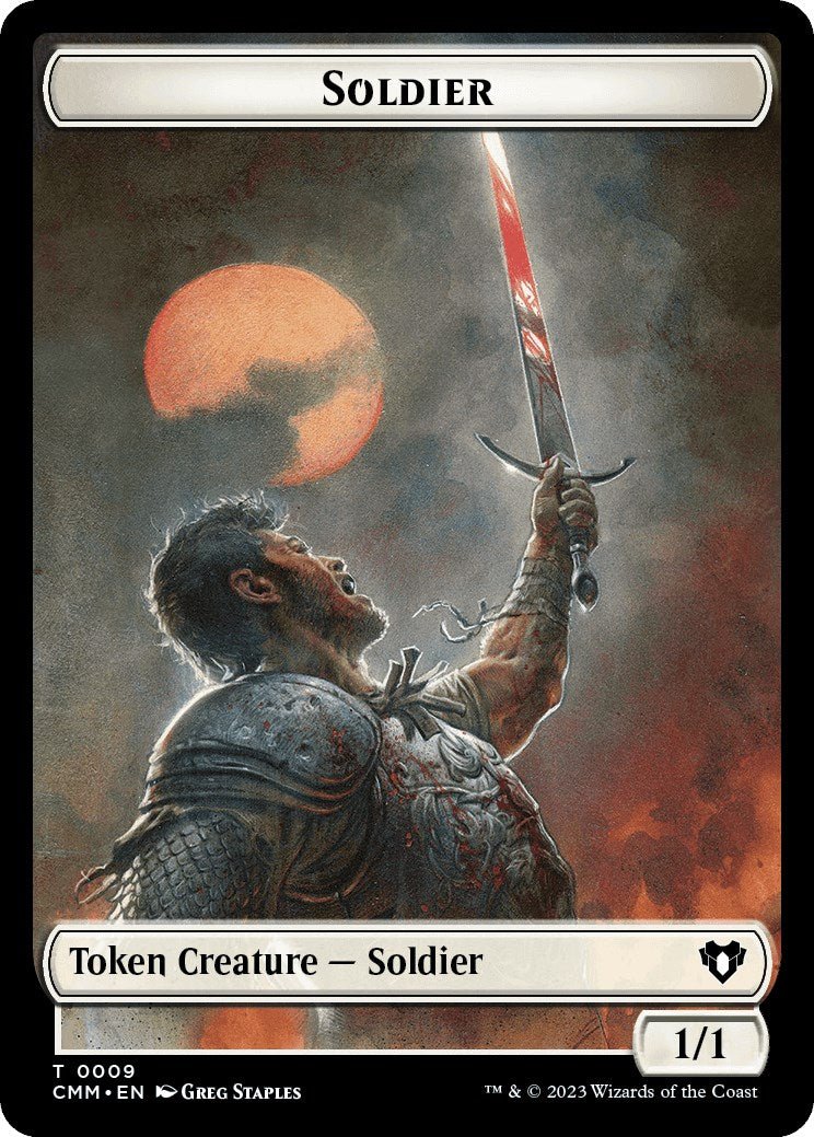 Soldier // Emblem - Ob Nixilis of the Black Oath Double - Sided Token [Commander Masters Tokens] - Card Brawlers