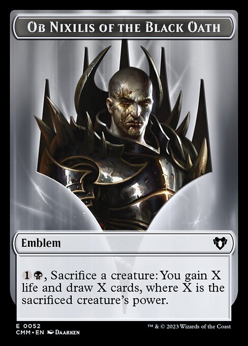 Soldier // Emblem - Ob Nixilis of the Black Oath Double - Sided Token [Commander Masters Tokens] - Card Brawlers