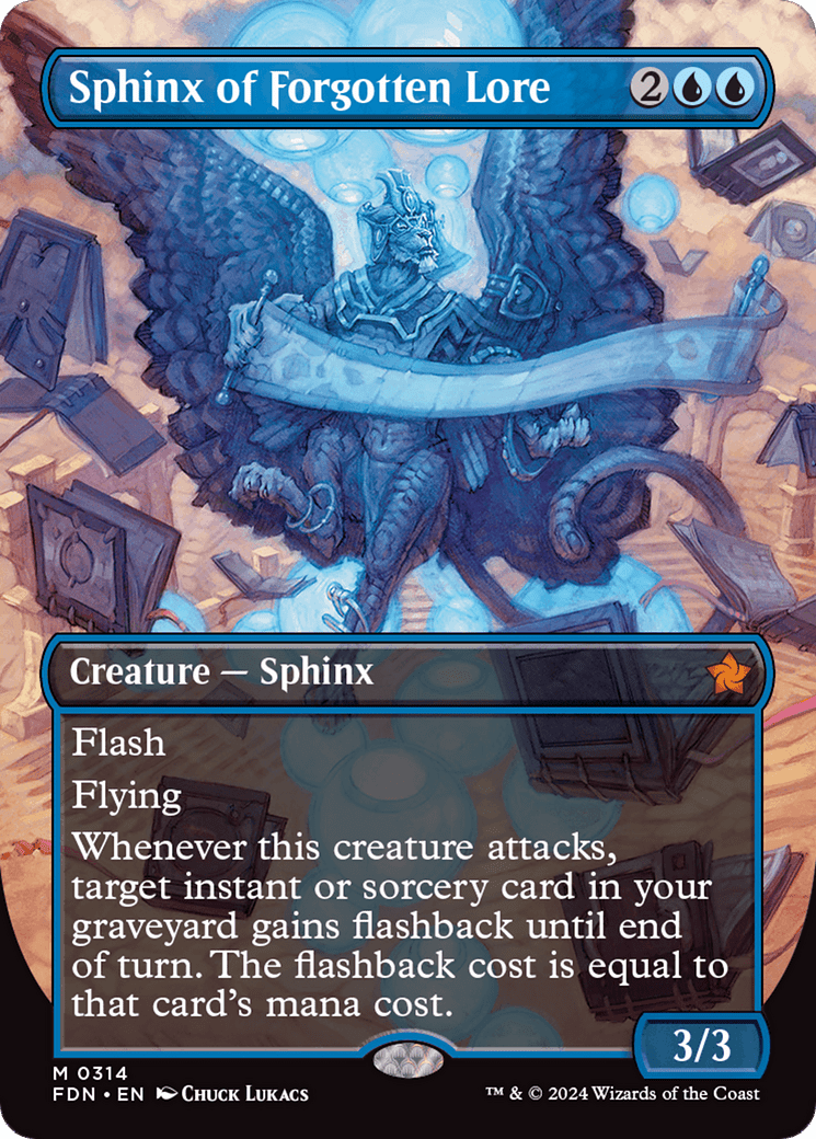 Sphinx of Forgotten Lore (Borderless) [Foundations] - Card Brawlers