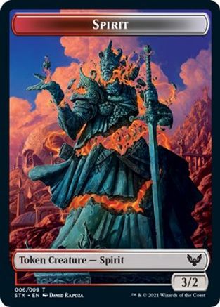 Spirit (6) // Treasure (7) Double-sided Token (STX-6 // 7) - Strixhaven: School of Mages Foil - Card Brawlers