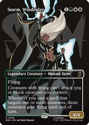 Storm, Windrider (Borderless) (MSH-375) - Marvel Super Heroes Foil - Card Brawlers