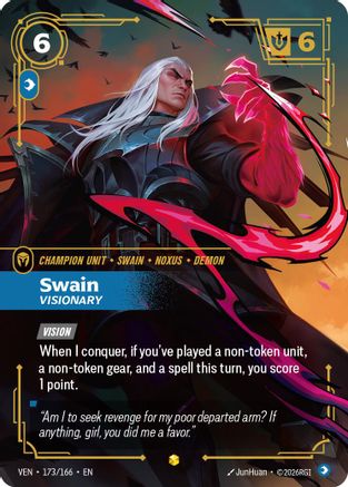 Swain - Visionary (Overnumbered) (173/166) - Vendetta Foil - Card Brawlers