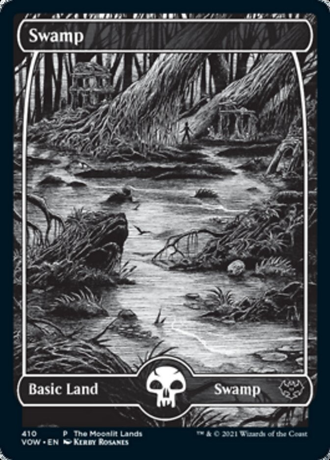 Swamp (The Moonlit Lands) (Foil Etched) [Innistrad: Crimson Vow Promos] - Card Brawlers