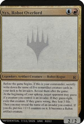 Syx, Robot Overlord (UNK-) - Un-Known Event Playtest Cards - Card Brawlers