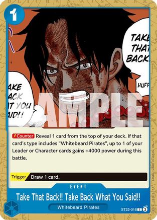 Take That Back!! Take Back What You Said!! (ST22-016) - Starter Deck 22: Ace & Newgate - Card Brawlers