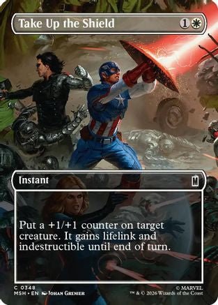 Take Up the Shield (Borderless) (MSH-348) - Marvel Super Heroes - Card Brawlers
