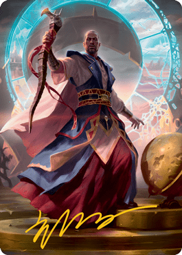 Teferi, Who Slows the Sunset Art Card (Gold - Stamped Signature) [Innistrad: Midnight Hunt Art Series] - Card Brawlers