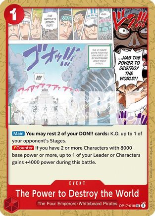 The Power to Destroy the World (OP17-018) - The World's Strongest Warriors - Card Brawlers