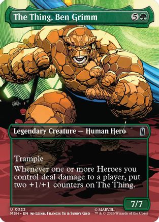 The Thing, Ben Grimm (Borderless) (MSH-322) - Marvel Super Heroes - Card Brawlers