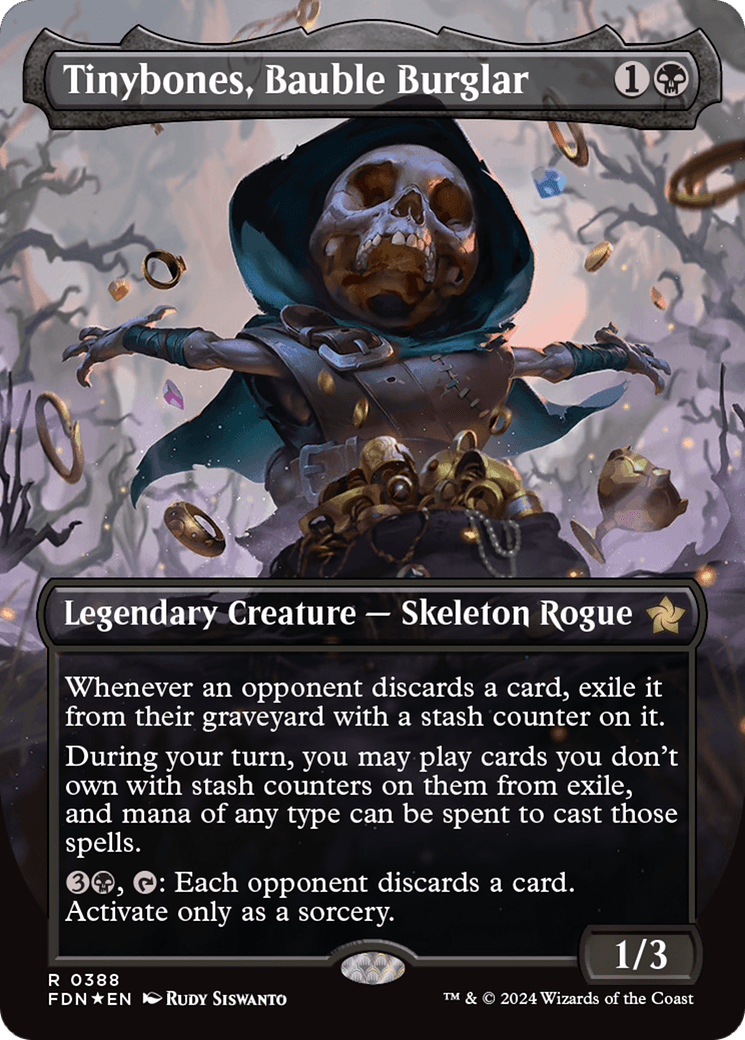 Tinybones, Bauble Burglar (Borderless) (Mana Foil) [Foundations] - Card Brawlers