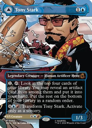 Tony Stark (Borderless) (0350) (MSH-350) - Marvel Super Heroes - Card Brawlers