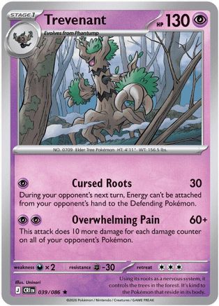 Trevenant (039/null) - Reverse Holofoil [ME04 Chaos Rising] - Card Brawlers