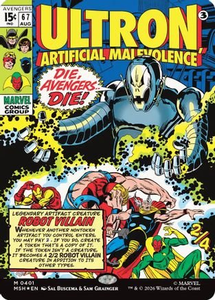 Ultron, Artificial Malevolence (Borderless) (0401) (MSH-401) - Marvel Super Heroes - Card Brawlers