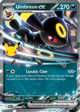 Umbreon ex (092/128) - Holofoil [ME 30th Celebration] - Card Brawlers