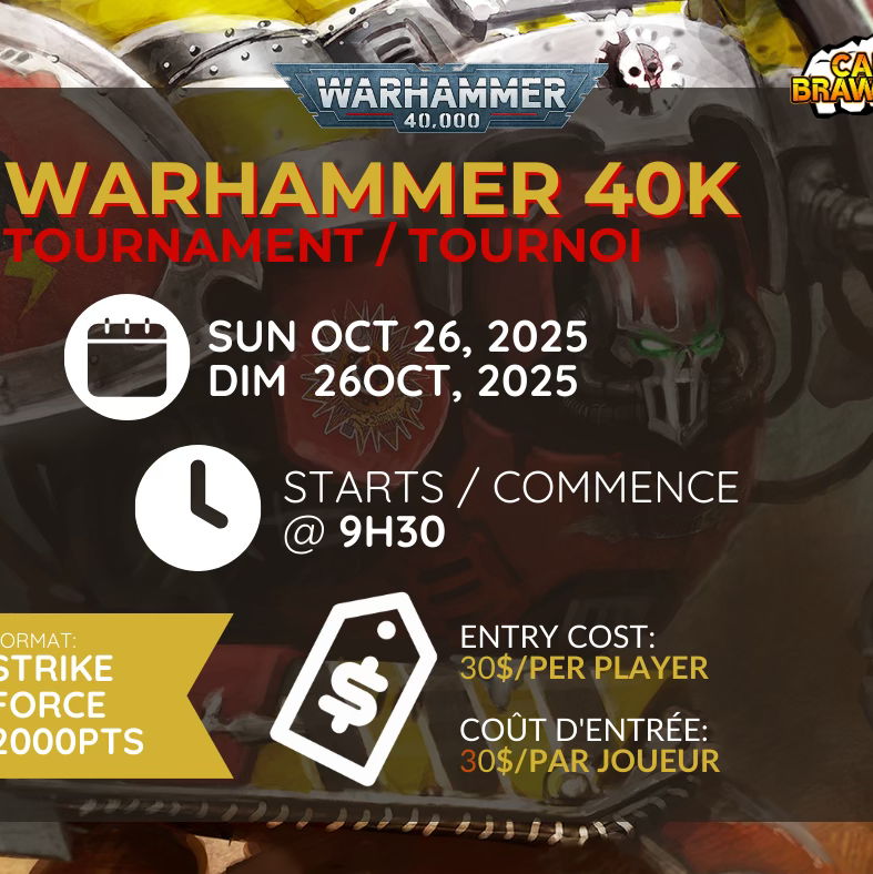 Warhammer 40k October RTT - 26 Oct 2025 - event-calendar-app - Card Brawlers | Quebec | Canada |