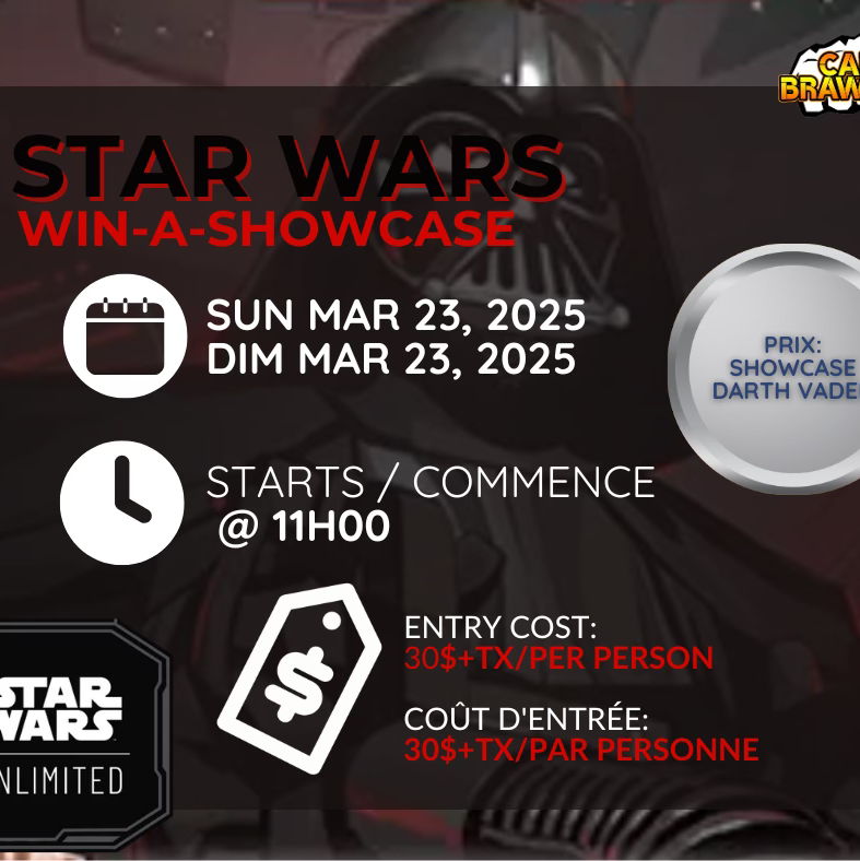Star Wars Unlimited Win-A-Showcase Darth Vader - event-calendar-app - Card Brawlers | Quebec | Canada |