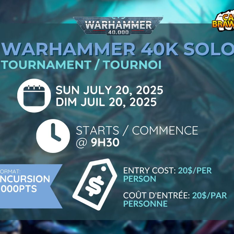 Warhammer 40k Incursion RTT July 2025 - 20 Jul 2025 - event-calendar-app - Card Brawlers | Quebec | Canada |