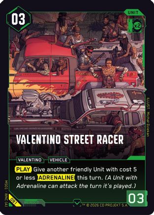 Valentino Street Racer (091) - Welcome to Night City Retail - Card Brawlers