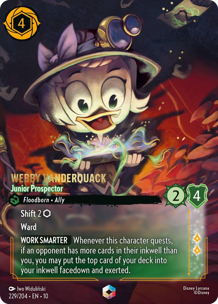 Webby Vanderquack - Junior Prospector (Enchanted) (229/204) [Whispers in the Well] - Card Brawlers