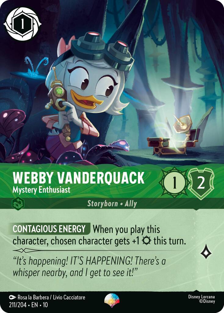 Webby Vanderquack - Mystery Enthusiast (Epic) (211/204) [Whispers in the Well] - Card Brawlers