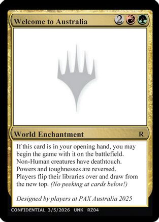 Welcome to Australia (UNK-) - Un-Known Event Playtest Cards - Card Brawlers