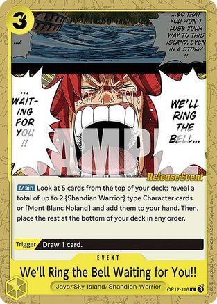 We'll Ring the Bell Waiting for You!! (OP12-116) - Legacy of the Master Release Event Cards - Card Brawlers