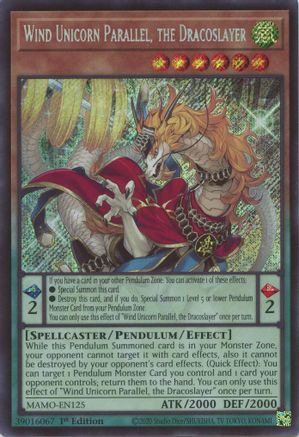 Wind Unicorn Parallel, the Dracoslayer (MAMO-EN125) - Magnificent Monsters 1st Edition - Card Brawlers