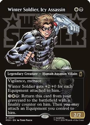 Winter Soldier, Icy Assassin (Borderless) (MSH-377) - Marvel Super Heroes Foil - Card Brawlers
