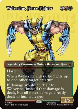 Wolverine, Fierce Fighter (Borderless) (MSH-378) - Marvel Super Heroes - Card Brawlers