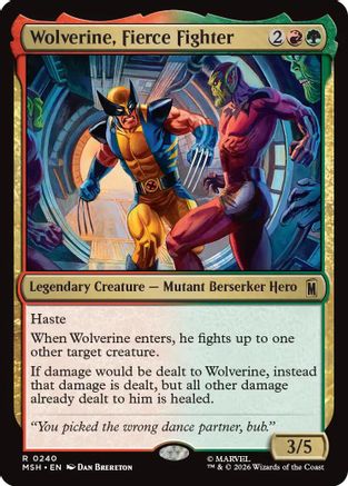 Wolverine, Fierce Fighter (MSH-240) - Marvel Super Heroes Foil - Card Brawlers