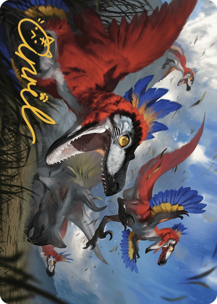 Wrathful Raptors Art Card (Gold - Stamped Signature) [The Lost Caverns of Ixalan Art Series] - Card Brawlers