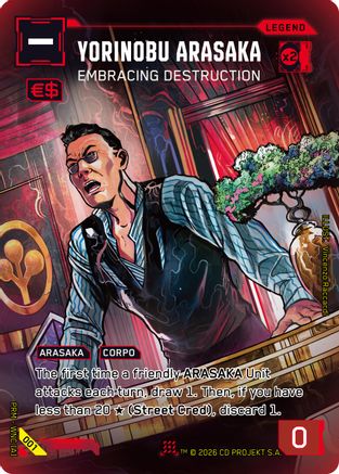 Yorinobu Arasaka - Embracing Destruction (001) - Box Toppers Retail Foil - Card Brawlers