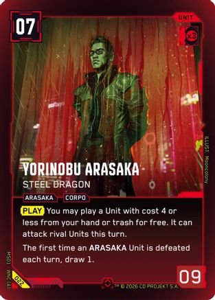 Yorinobu Arasaka - Steel Dragon (022) - Welcome to Night City Retail Foil - Card Brawlers
