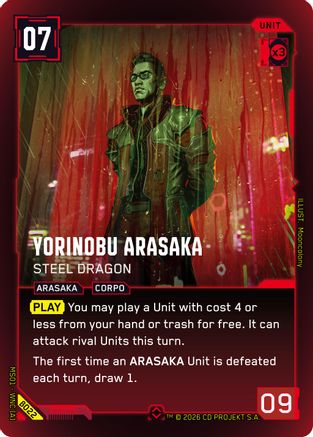 Yorinobu Arasaka - Steel Dragon (B022) - Welcome to Night City Beta Foil - Card Brawlers
