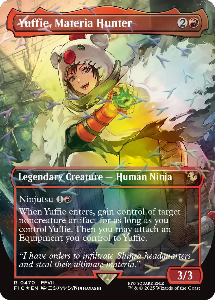 Yuffie, Materia Hunter (Borderless) (Chocobo Track Foil) [FINAL FANTASY Commander] - Card Brawlers