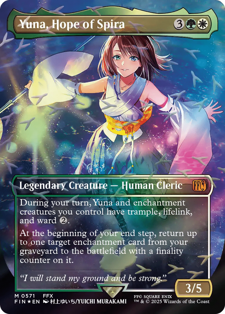 Yuna, Hope of Spira (Borderless) (Chocobo Track Foil) [FINAL FANTASY] - Card Brawlers