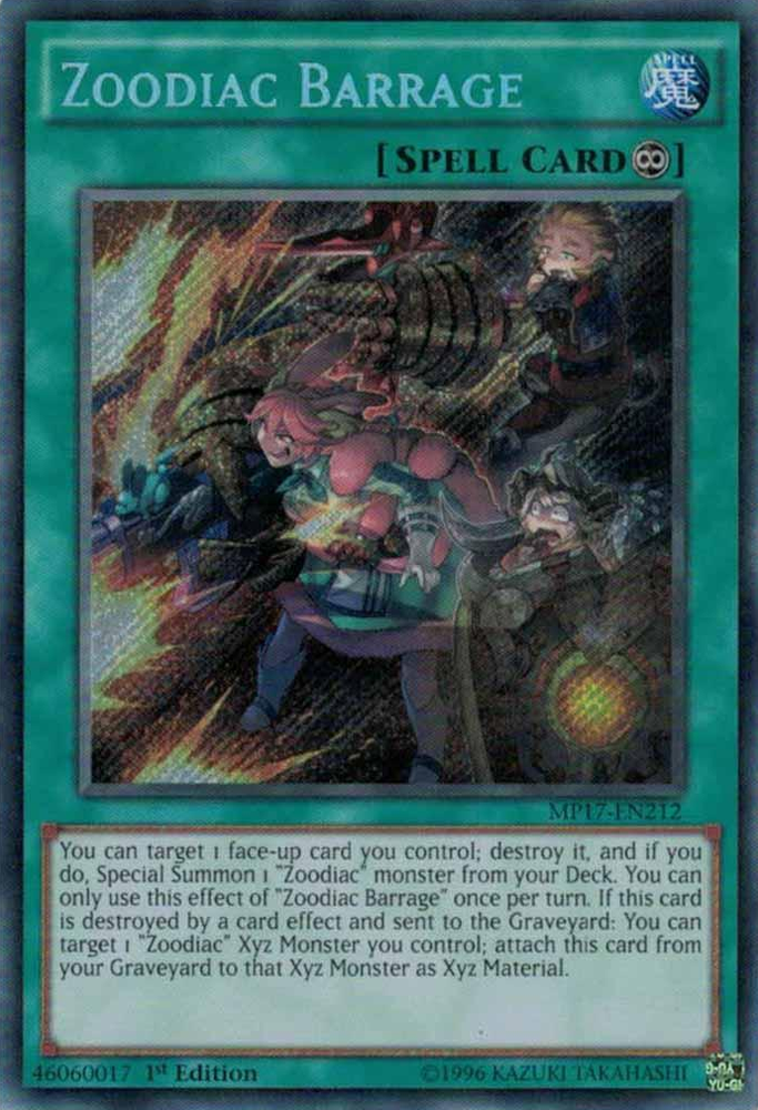 Zoodiac Barrage [MP17-EN212] Secret Rare - Card Brawlers | Quebec | Canada | Yu-Gi-Oh!