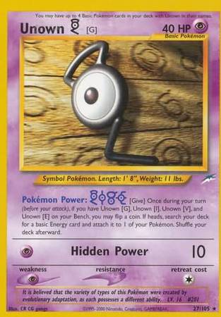 Unown [G] (27/105) [Neo Destiny Unlimited] - Card Brawlers | Quebec | Canada | Yu-Gi-Oh!