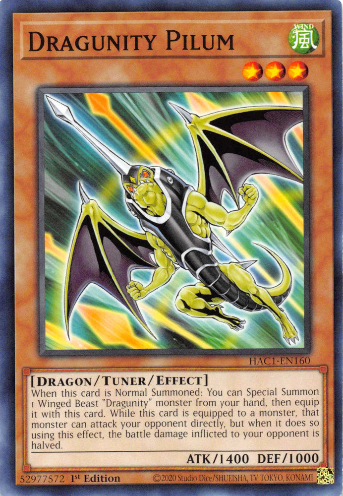 Dragunity Pilum [HAC1-EN160] Common - Card Brawlers | Quebec | Canada | Yu-Gi-Oh!