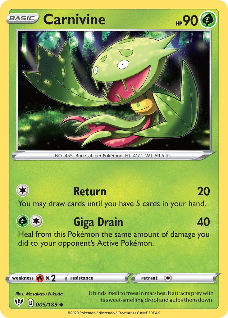 Carnivine (005/189) [Sword & Shield: Darkness Ablaze] - Card Brawlers | Quebec | Canada | Yu-Gi-Oh!