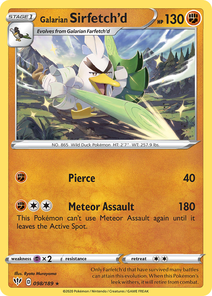 Galarian Sirfetch'd (098/189) (Cracked Ice holo) (Theme Deck Exclusive) [Sword & Shield: Darkness Ablaze] - Card Brawlers | Quebec | Canada | Yu-Gi-Oh!