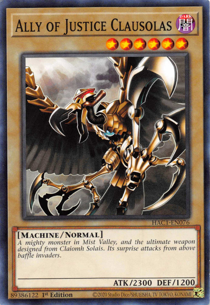 Ally of Justice Clausolas [HAC1-EN076] Common - Card Brawlers | Quebec | Canada | Yu-Gi-Oh!