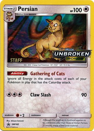 Persian (SM182) (Staff Prerelease Promo) [Sun & Moon: Black Star Promos] - Card Brawlers | Quebec | Canada | Yu-Gi-Oh!